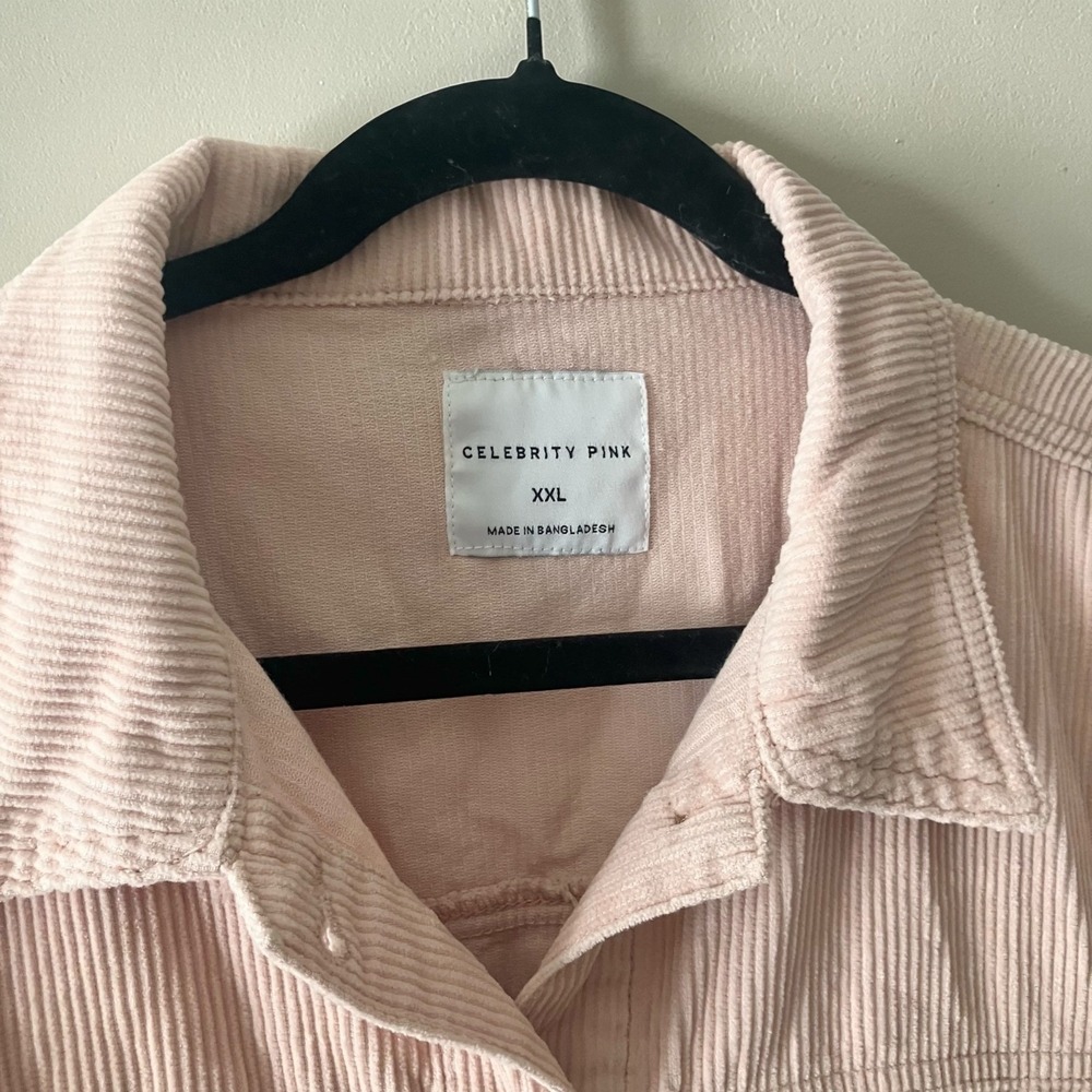 Celebrity Pink Cotton Corduroy Jumpsuit Women's XXL Pink Button Front - Picture 5 of 6